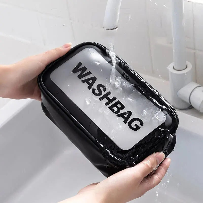 Transparent Three Piece Makeup And Toiletries Bag